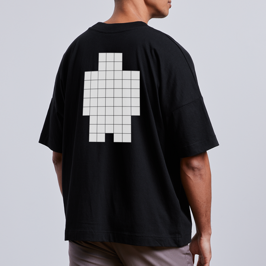 Neo White Pixels - Stanley/Stella BLASTER unisex oversize organic T-shirt - black